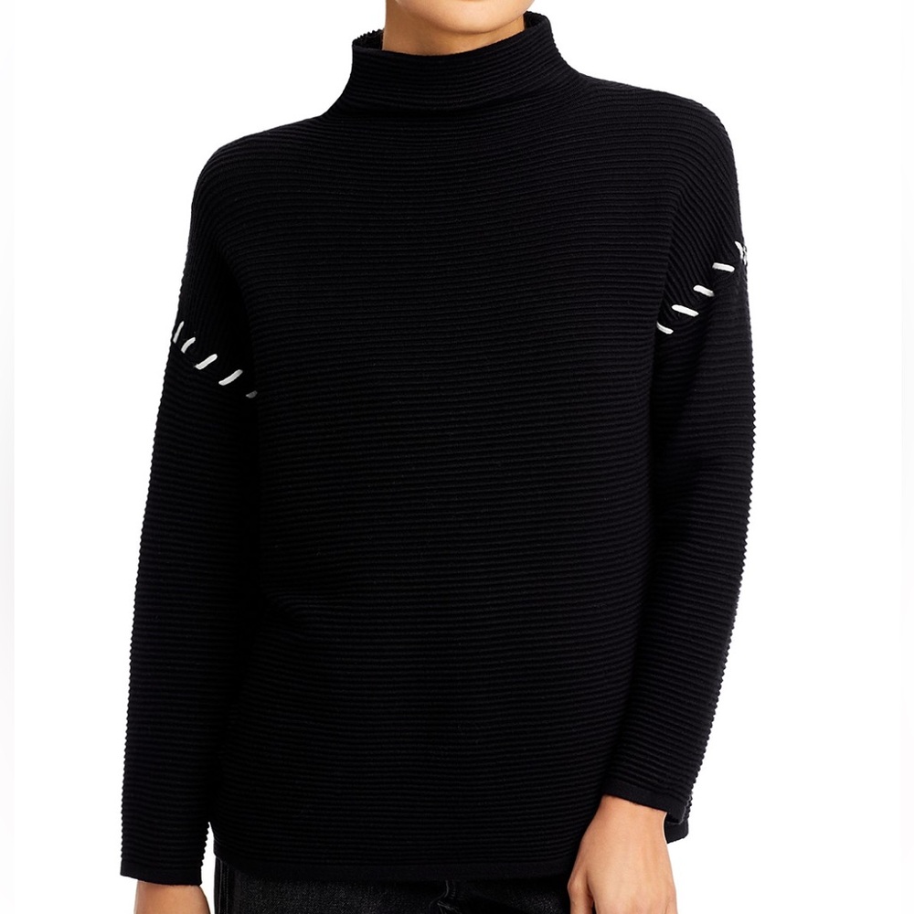 NWT Tahari Funnel Neck Ottoman Sweater in Black size XS